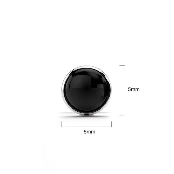 Solid 925 Sterling Silver Bezel Round Onyx Studs - Image 5