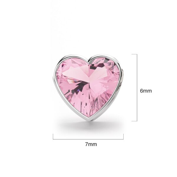 Solid 925 Sterling Silver Heart Bezel Studs Pink - Image 6