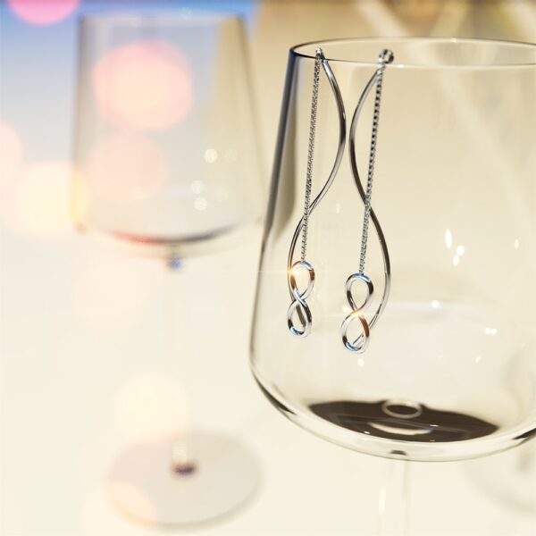 Solid 925 Sterling Silver Infinity Dangle Earrings - Image 2