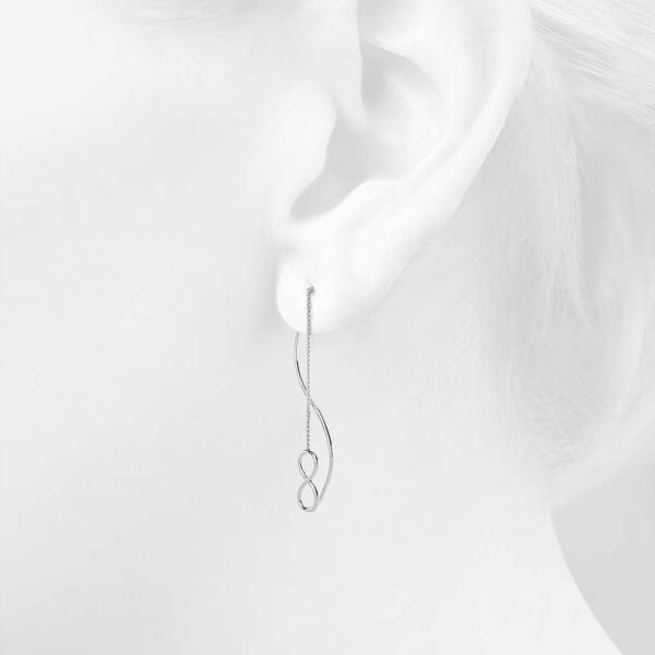 Solid 925 Sterling Silver Infinity Dangle Earrings - Image 3