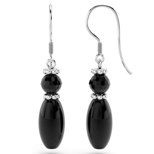 Solid 925 Sterling Silver Black Onyx Earrings