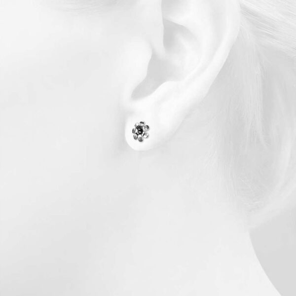 Solid 925 Sterling Silver Flora Stud Earrings 10mm - Image 4