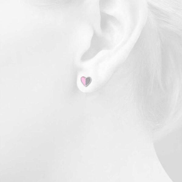 Solid 925 Sterling Silver Harmonious Pink Love Earrings - Image 2