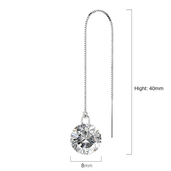 Solid 925 Sterling Silver Clear Drop Threader Earrings - Image 5
