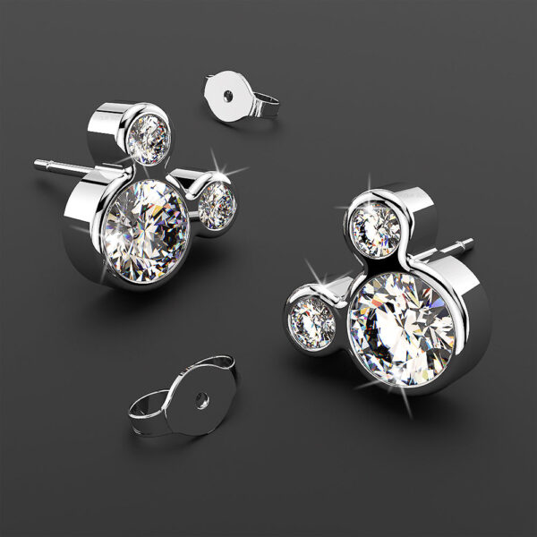 Solid 925 Sterling Silver Mickey Earrings - Image 3