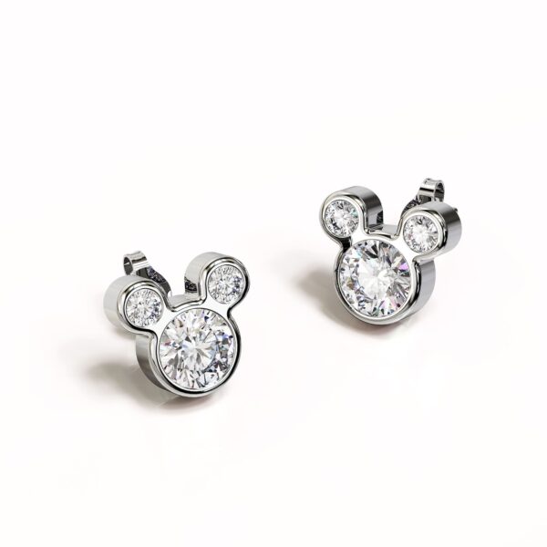 Solid 925 Sterling Silver Mickey Earrings - Image 2