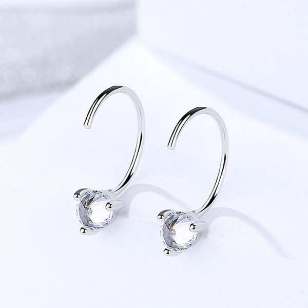 Solid 925 Sterling Silver Reverse Simulated Diamond Earrings - Image 2