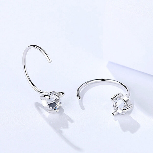 Solid 925 Sterling Silver Reverse Simulated Diamond Earrings - Image 3