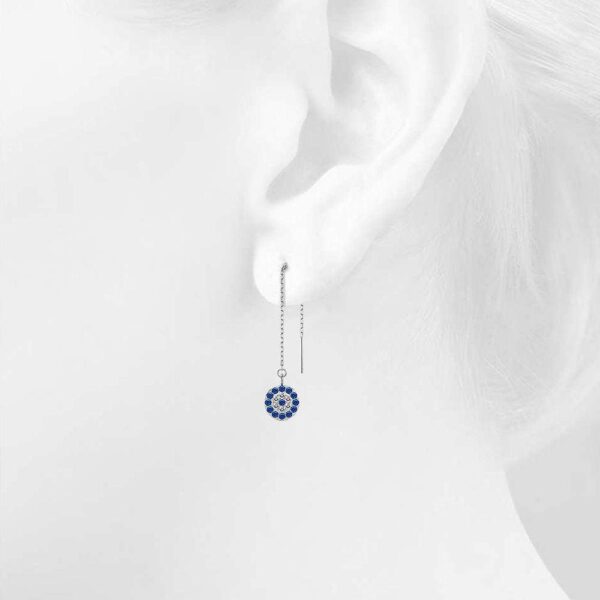 Solid 925 Sterling Silver Ideal Disc Threader Earrings - Image 3