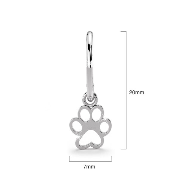 Solid 925 Sterling Silver Mini Puppy Paw Print Hoop Earrings - Image 5