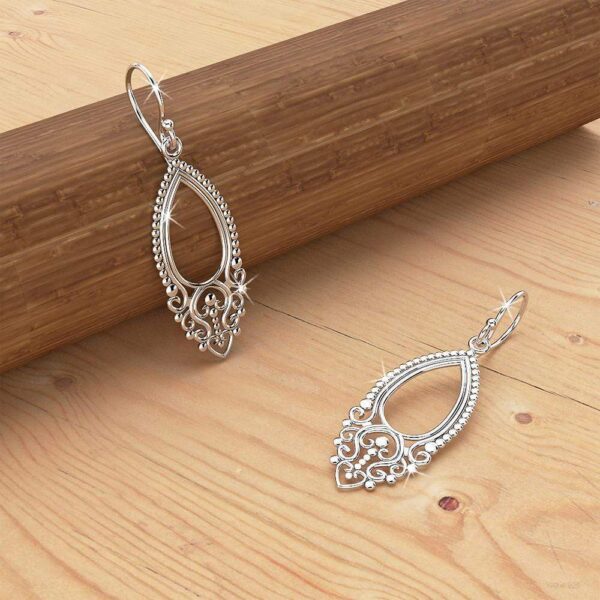 Solid 925 Sterling Silver Vintage Beaded Antique Teardrop Earrings - Image 2