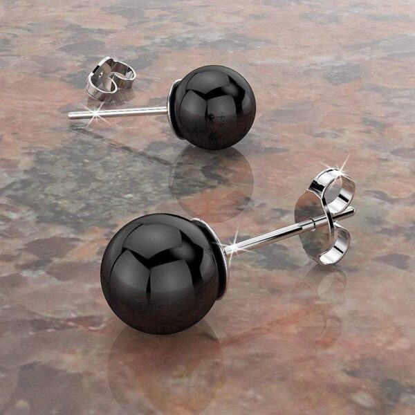 Solid 925 Sterling Silver Agate Gemstone Stud Earrings - Image 2