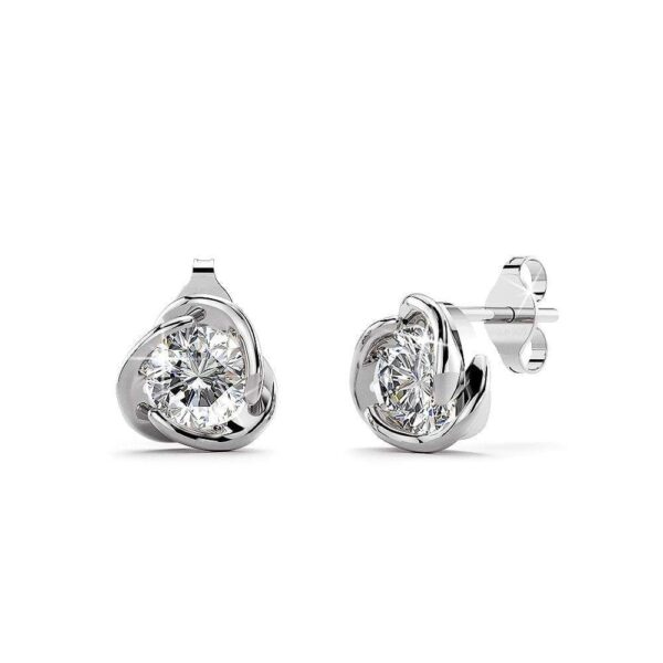Solid 925 Sterling Silver Diamond Simulant Stud Earrings