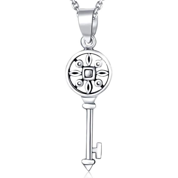 Solid 925 Sterling Silver Vintage Key Pendant