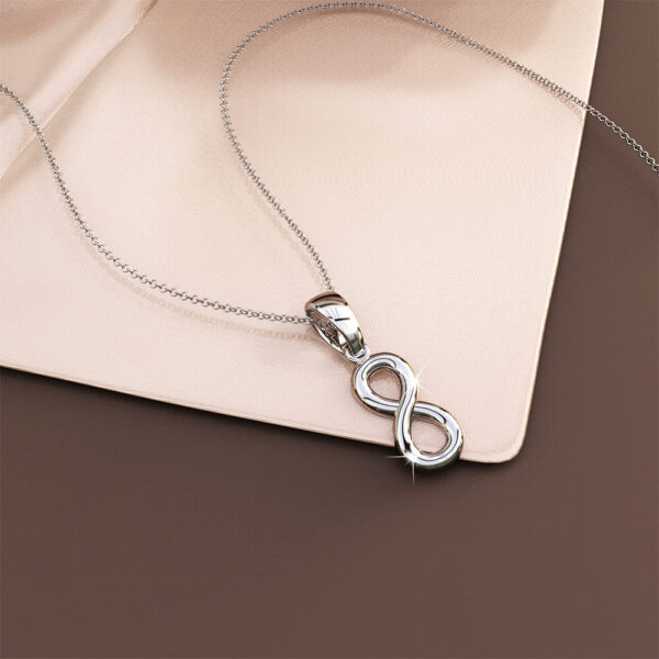 Solid 925 Sterling Silver Highly Polished Infinity Pendant - Image 2