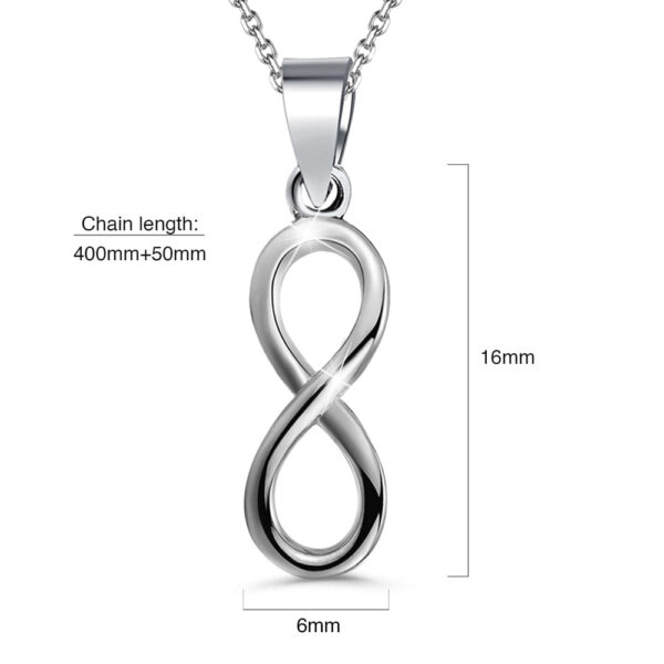 Solid 925 Sterling Silver Highly Polished Infinity Pendant - Image 3