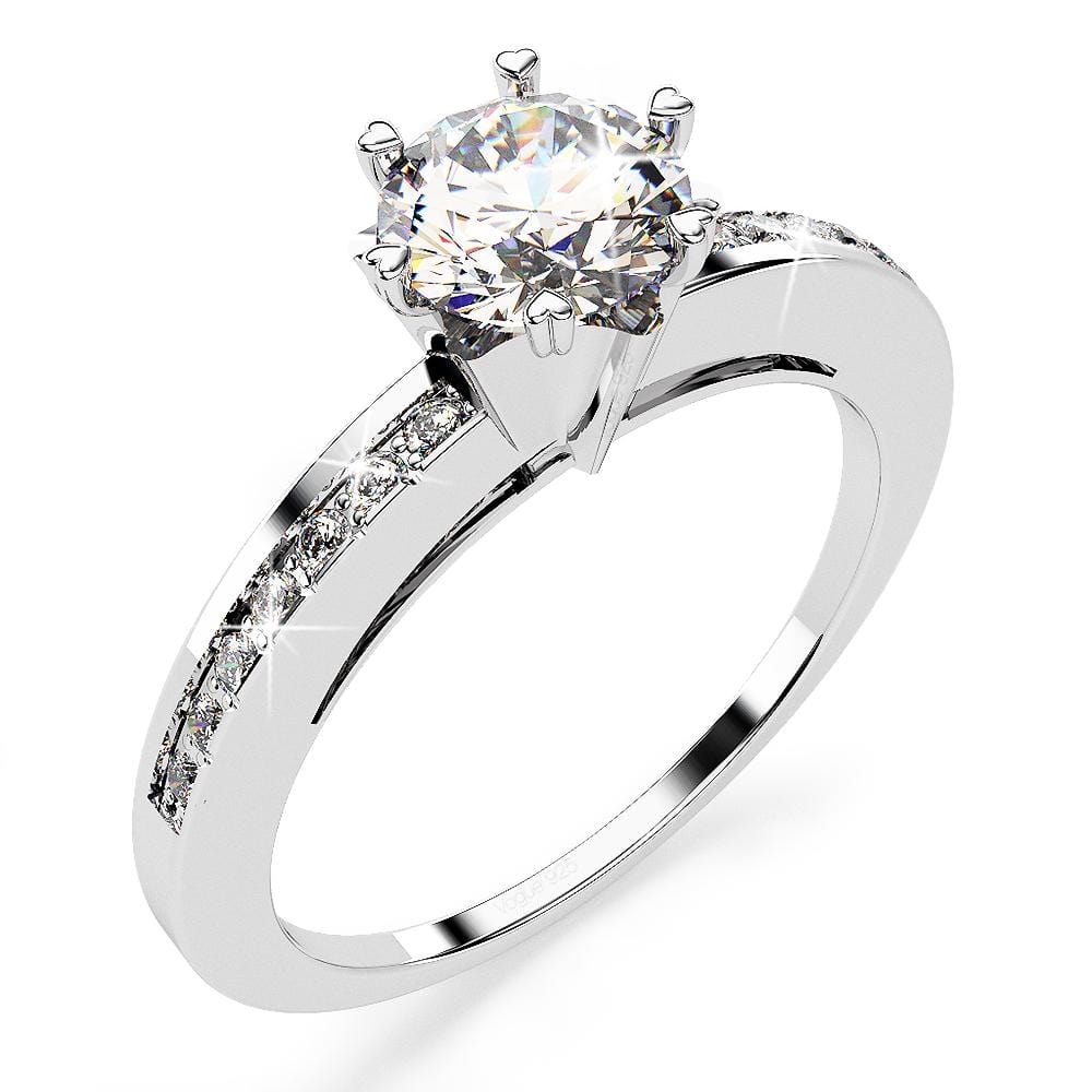 Solid 925 Sterling Silver Simulated Diamond Ring