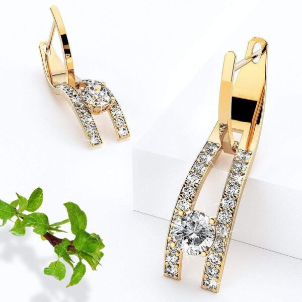 Throne Sparkling Zirconia Latch Back Earrings - Image 3