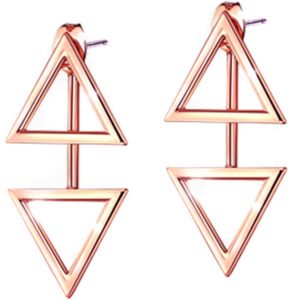 Bullion Gold Double Triangle Drop Earrings