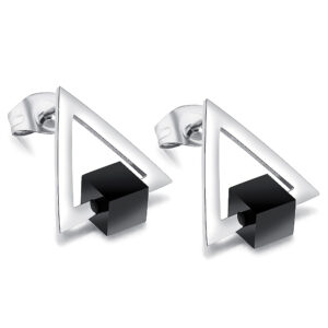 Bullion Gold Modern Geometric Style Stud Earrings Circles White Gold