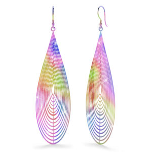 Bullion Gold Laser Etched Earrings In Rainbow