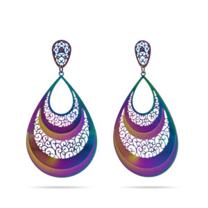 Bullion Gold Laser Etched Earrings In Rainbow