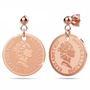 Bullion Gold Queen Elizabeth Coins Drop Earrings
