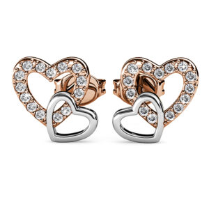 Krystal Couture Twin Hearts Stud Earrings Embellished with SWAROVSKI® Crystals