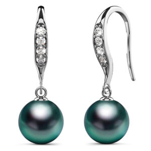 Krystal Couture Chivalry Pearl Drop Earrings Embellished with SWAROVSKI® Crystals Iridescent Tahitian Look Pearls