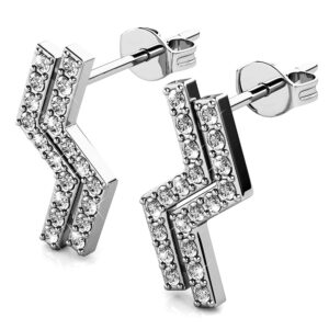 Krystal Couture Zigzag White Gold Stud Earrings Embellished with SWAROVSKI® Crystals