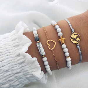 Bohemian 4-Piece Charm Bead Bracelet Set