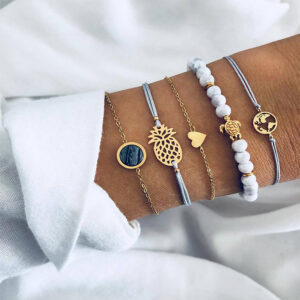 Bohemian 5-Piece Charm Bead Bracelet Set