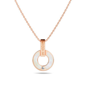 Pillar of Love Pendant Necklace in Rose Gold Plated Titanium with Genuine 0.01ct Diamond