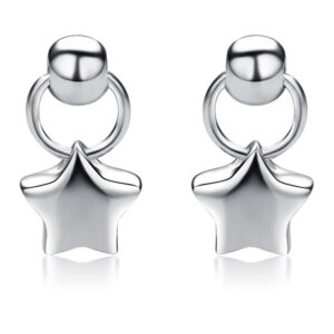 Solid 925 Sterling Silver Enchanting Star Drop Earrings